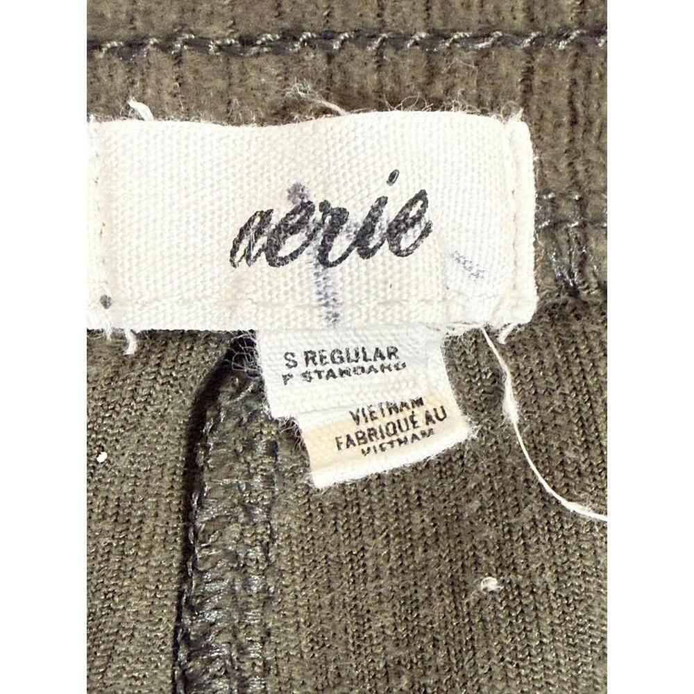 Aerie Pants Womens Small Green Corduroy Flare Leg Elastic Waist Pull On Casual - Picture 3 of 7